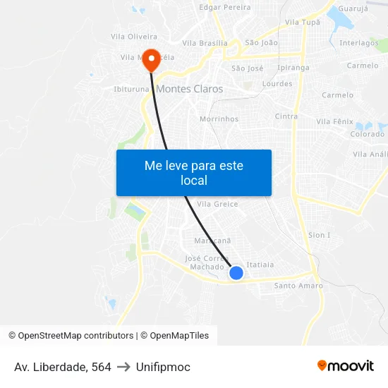 Av. Liberdade, 564 to Unifipmoc map