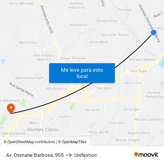 Av. Osmane Barbosa, 905 to Unifipmoc map