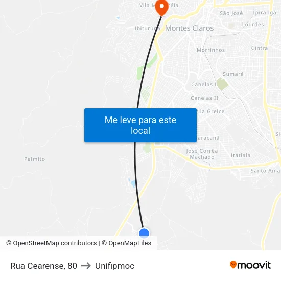 Rua Cearense, 80 to Unifipmoc map