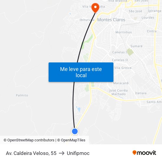 Av. Caldeira Veloso, 55 to Unifipmoc map