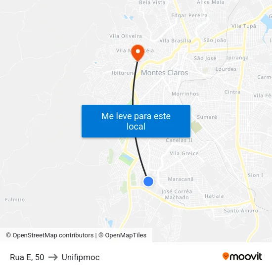 Rua E, 50 to Unifipmoc map