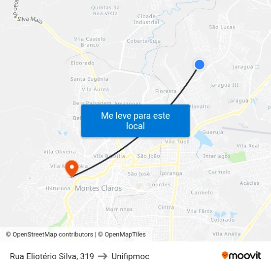 Rua Eliotério Silva, 319 to Unifipmoc map