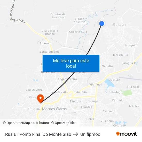 Rua E | Ponto Final Do Monte Sião to Unifipmoc map