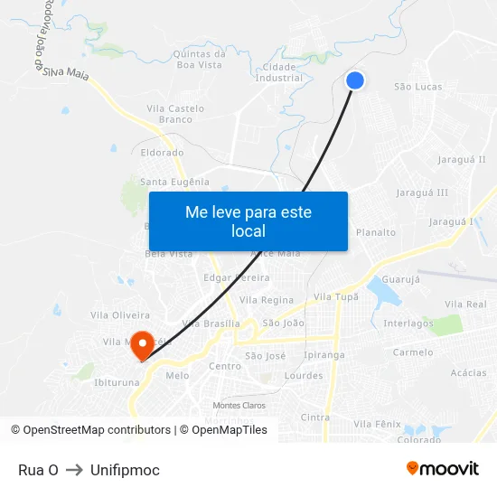 Rua O to Unifipmoc map