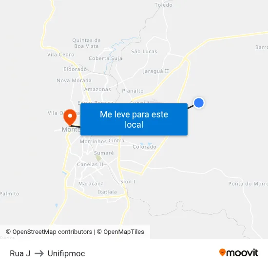 Rua J to Unifipmoc map