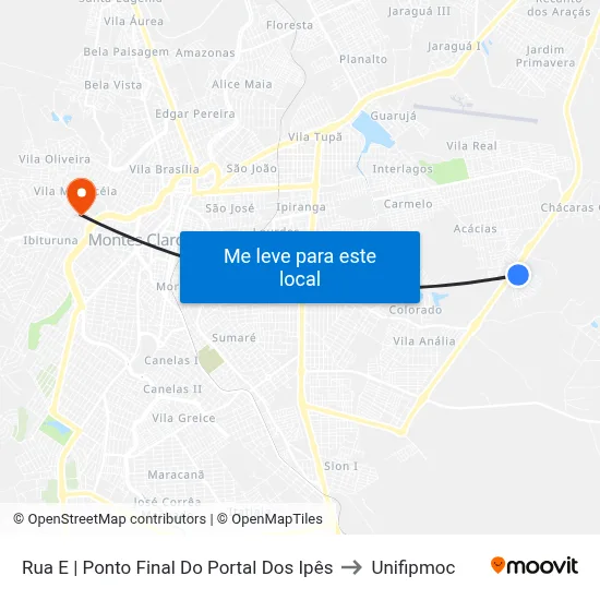 Rua E | Ponto Final Do Portal Dos Ipês to Unifipmoc map