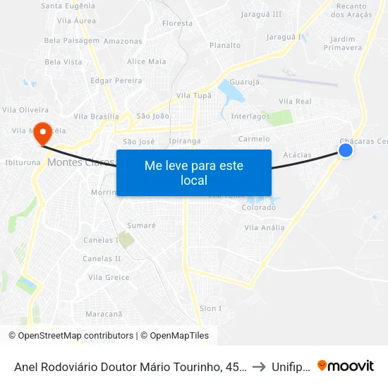 Anel Rodoviário Doutor Mário Tourinho, 4500 | Itaipu Scania to Unifipmoc map