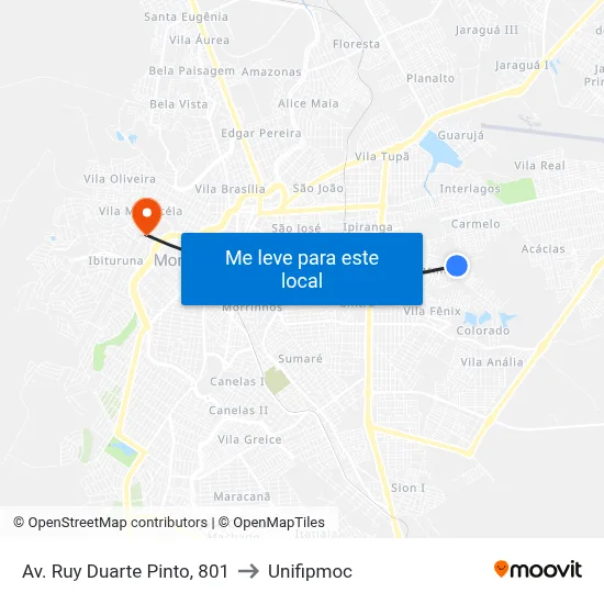Av. Ruy Duarte Pinto, 801 to Unifipmoc map