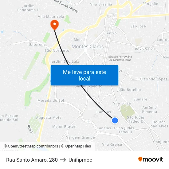 Rua Santo Amaro, 280 to Unifipmoc map