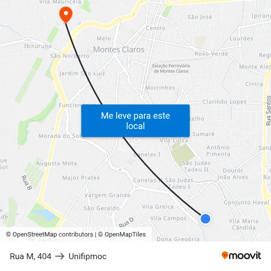 Rua M, 404 to Unifipmoc map