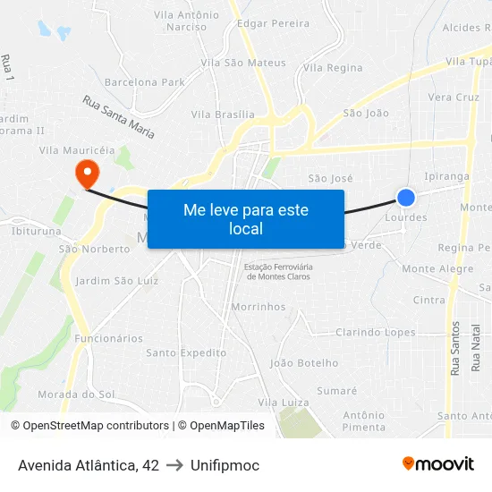 Avenida Atlântica, 42 to Unifipmoc map