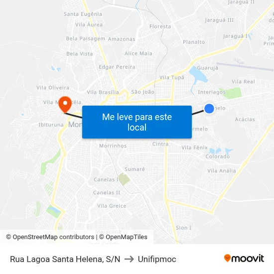 Rua Lagoa Santa Helena, S/N to Unifipmoc map