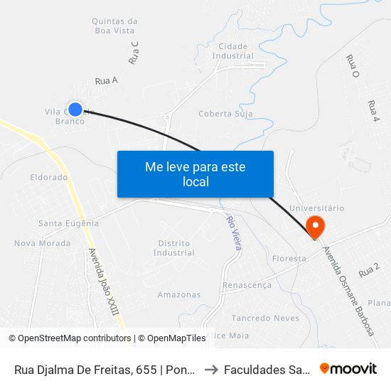 Rua Djalma De Freitas, 655 | Ponto Final Do Castelo Branco to Faculdades Santo Agostinho map