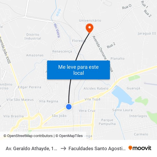 Av. Geraldo Athayde, 1334 to Faculdades Santo Agostinho map