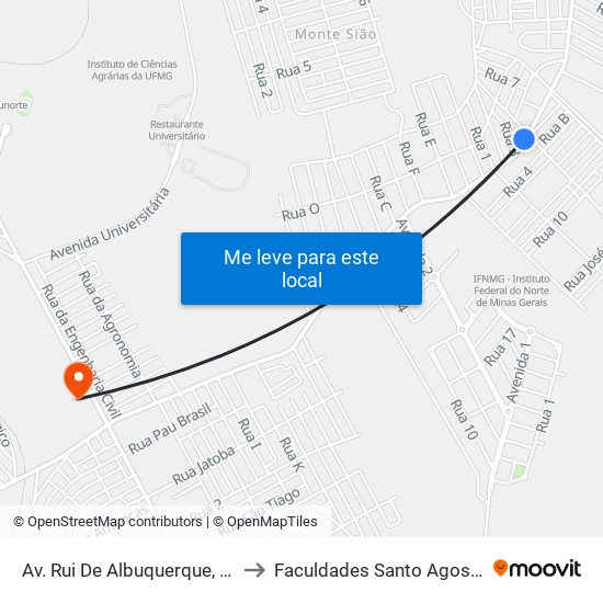 Av. Rui De Albuquerque, 2455 to Faculdades Santo Agostinho map