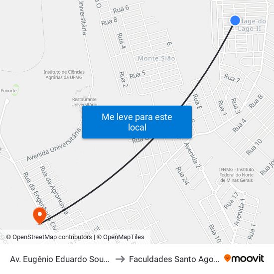 Av. Eugênio Eduardo Souto, 284 to Faculdades Santo Agostinho map