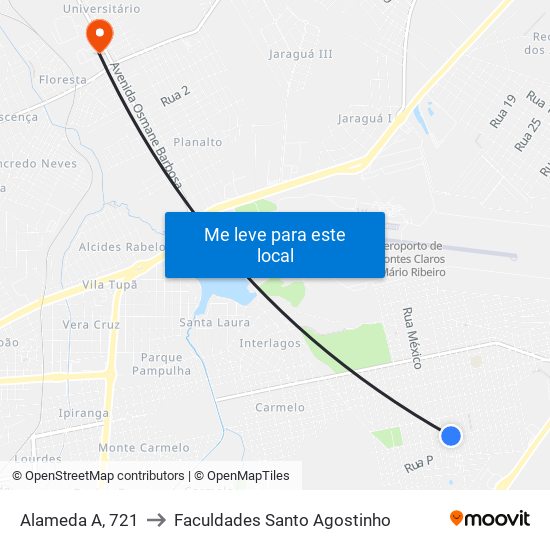 Alameda A, 721 to Faculdades Santo Agostinho map
