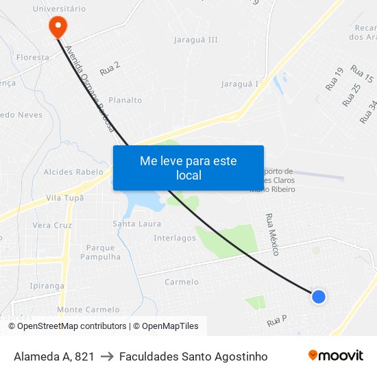 Alameda A, 821 to Faculdades Santo Agostinho map
