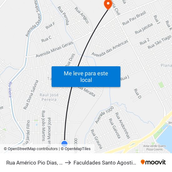 Rua Américo Pio Dias, 40 to Faculdades Santo Agostinho map