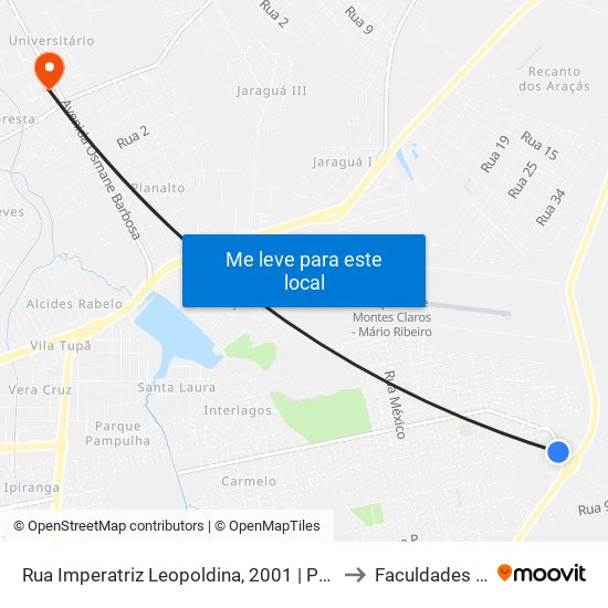 Rua Imperatriz Leopoldina, 2001 | Ponto Final Da Linha 4601 No Independência to Faculdades Santo Agostinho map