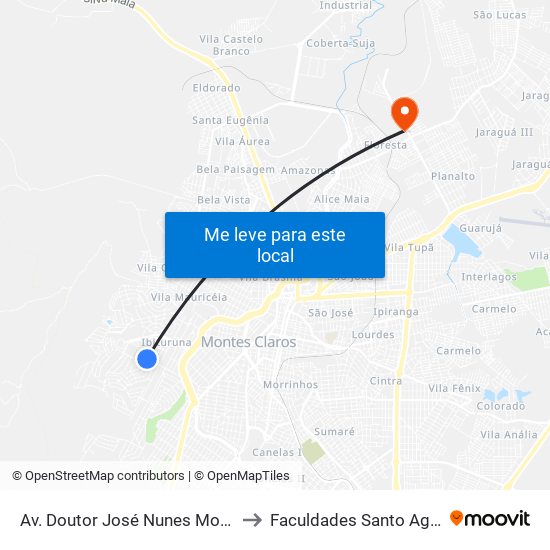 Av. Doutor José Nunes Mourão, 154 to Faculdades Santo Agostinho map