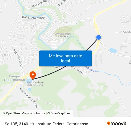 Sc-135, 3140 to Instituto Federal Catarinense map