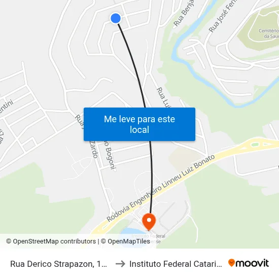 Rua Derico Strapazon, 106-186 to Instituto Federal Catarinense map