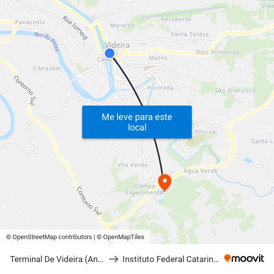 Terminal De Videira (Antigo) to Instituto Federal Catarinense map