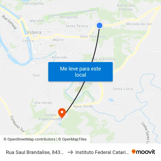 Rua Saul Brandalise, 8432-8666 to Instituto Federal Catarinense map