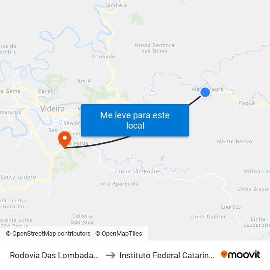 Rodovia Das Lombadas, 18 to Instituto Federal Catarinense map