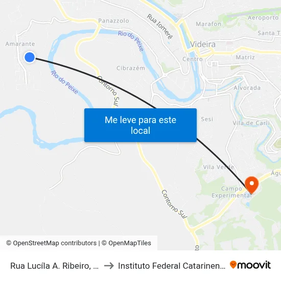 Rua Lucíla A. Ribeiro, 64 to Instituto Federal Catarinense map