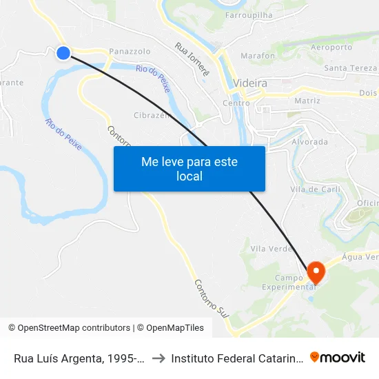 Rua Luís Argenta, 1995-2181 to Instituto Federal Catarinense map