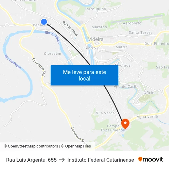 Rua Luís Argenta, 655 to Instituto Federal Catarinense map