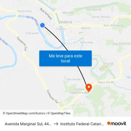 Avenida Marginal Sul, 448-586 to Instituto Federal Catarinense map