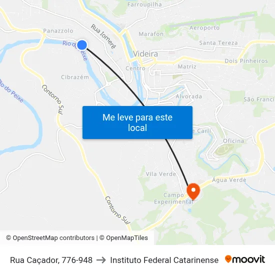 Rua Caçador, 776-948 to Instituto Federal Catarinense map