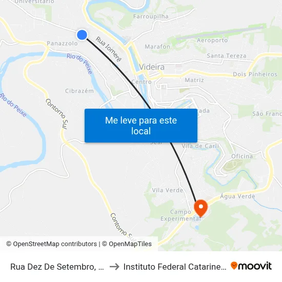 Rua Dez De Setembro, 537 to Instituto Federal Catarinense map
