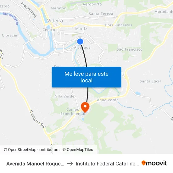 Avenida Manoel Roque, 59 to Instituto Federal Catarinense map