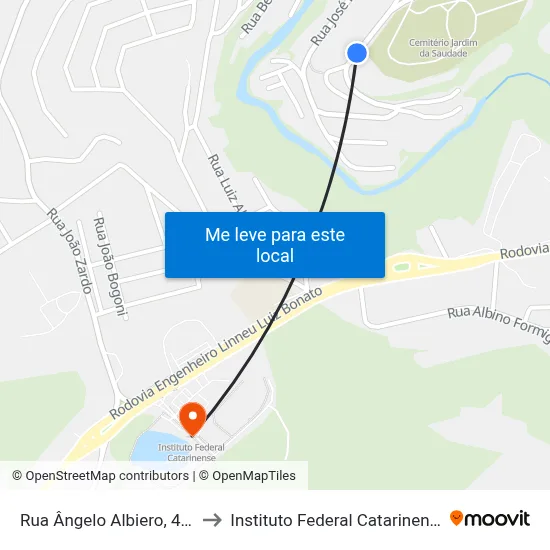 Rua Ângelo Albiero, 470 to Instituto Federal Catarinense map