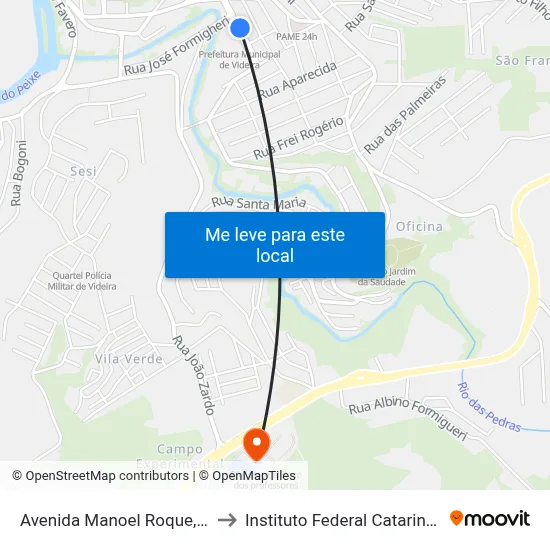Avenida Manoel Roque, 157 to Instituto Federal Catarinense map