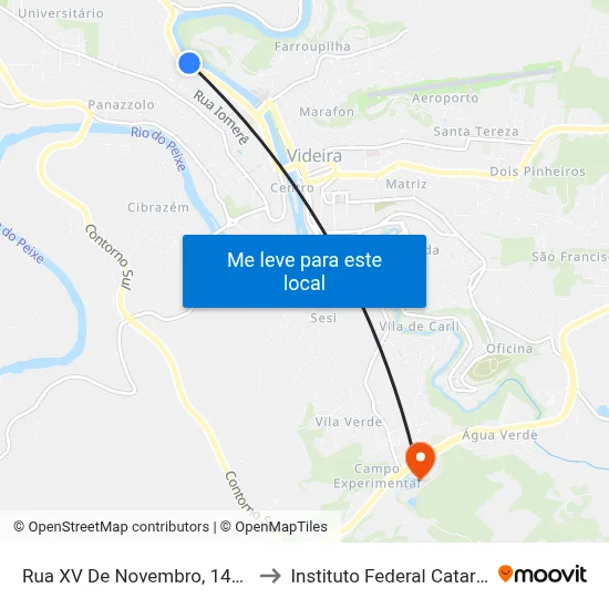 Rua XV De Novembro, 1450-2275 to Instituto Federal Catarinense map
