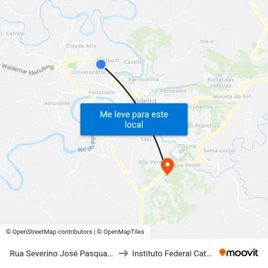 Rua Severino José Pasqual, 502-512 to Instituto Federal Catarinense map