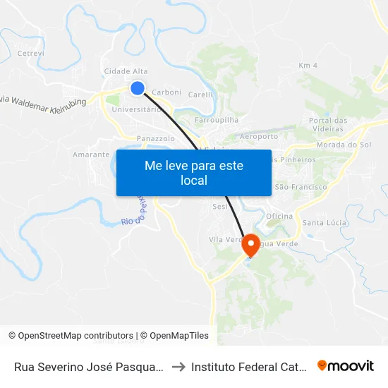 Rua Severino José Pasqual, 814-844 to Instituto Federal Catarinense map