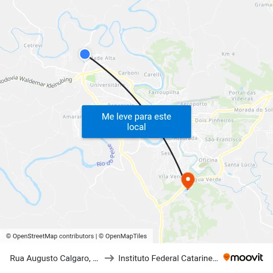 Rua Augusto Calgaro, 127 to Instituto Federal Catarinense map
