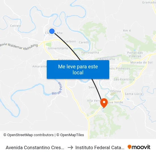Avenida Constantino Crestani, 633 to Instituto Federal Catarinense map