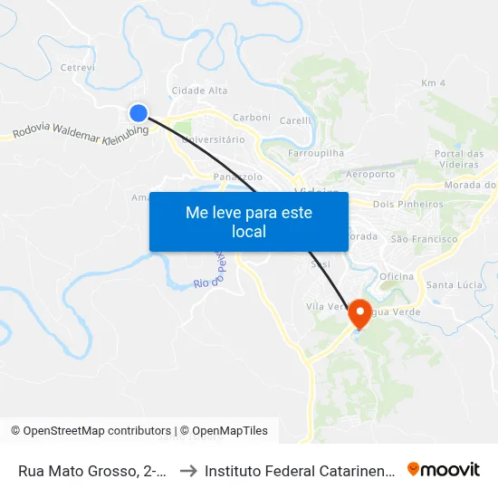 Rua Mato Grosso, 2-56 to Instituto Federal Catarinense map