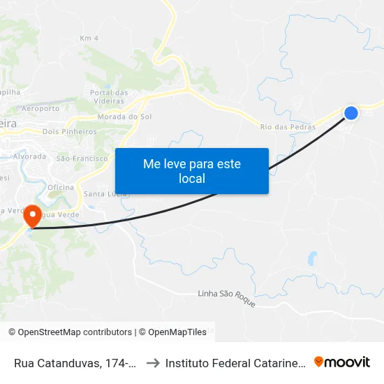Rua Catanduvas, 174-224 to Instituto Federal Catarinense map