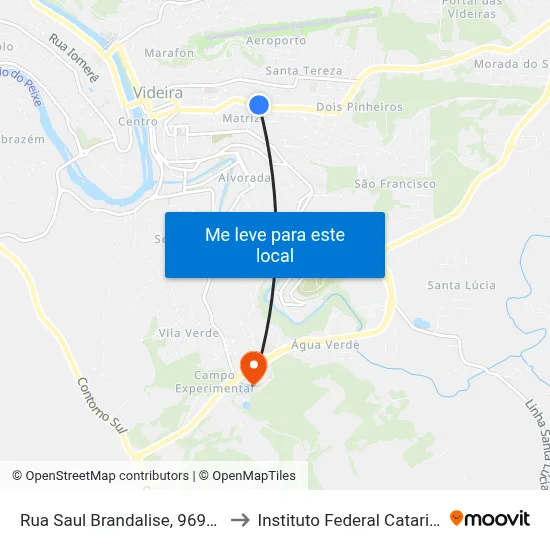 Rua Saul Brandalise, 9690-9850 to Instituto Federal Catarinense map