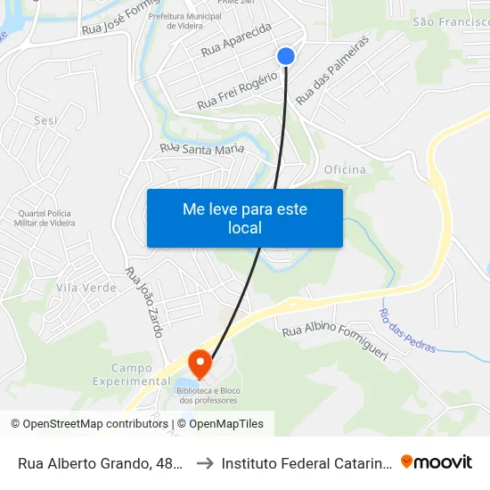 Rua Alberto Grando, 481-565 to Instituto Federal Catarinense map