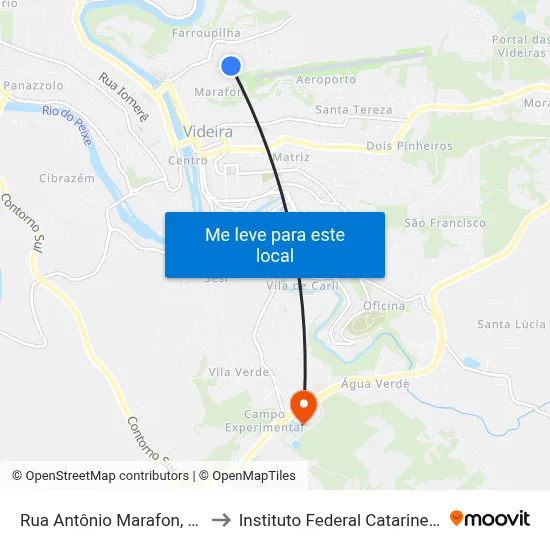 Rua Antônio Marafon, 784 to Instituto Federal Catarinense map