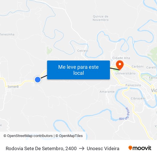 Rodovia Sete De Setembro, 2400 to Unoesc Videira map